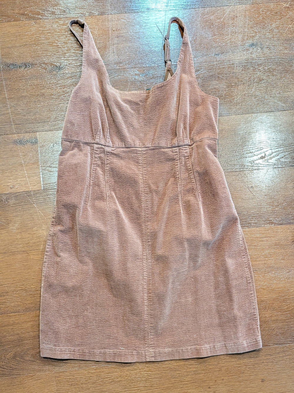 Sleeveless Corduroy Mini Dress in Light Brown